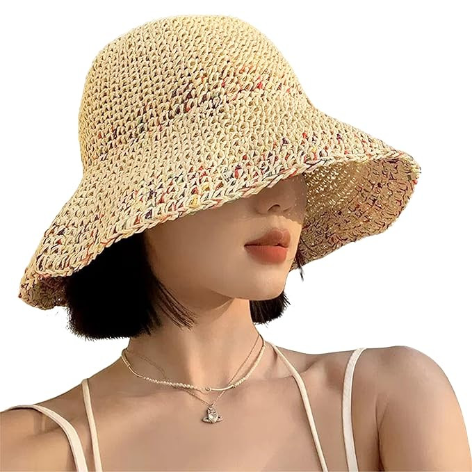 Kraptick Headwear Hats – Lightweight Crocheted Straw Hat for Women, Foldable Summer Beach Hat with UV Protection & Stylish Travel Cap with Wide Brim