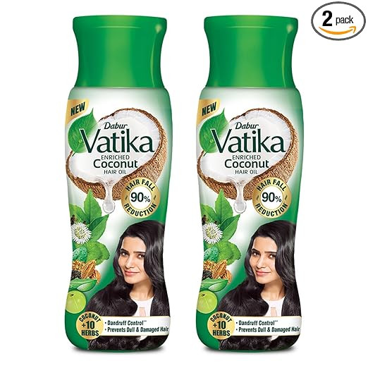 Dabur Vatika Enriched Coconut Hair Oil - 550 ml (275 ml x 2) | For Strong, Thick & Shiny Hair