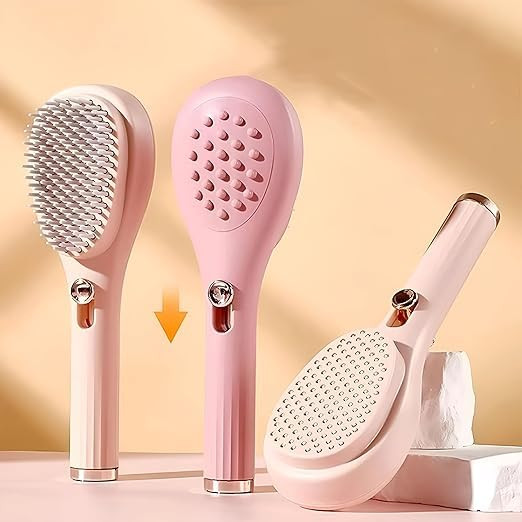 VIVENZA Self-Cleaning Telescopic Hairbrush – One-Click Retractable Bristle Comb, Anti-Static Scalp Massager Brush for Hair Detangling, Styling & Care – 2-in-1 Hair & Scalp Tool for Women & Men (PACK OF 1)