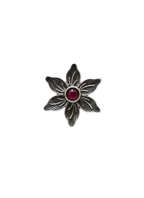 Param Sundari Silver Look-Alike Floral Finger Ring with Artificial Stones | Adjustable Ethnic Statement Ring for Women & Girls