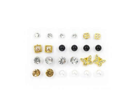 Beautiful Comfortable Earring Adjustable Mix Design & Pearls Tops Use For All Age Girls, Woman, Kids, Adult (Pack Of 12 Pair Stud Earring Combo Set)