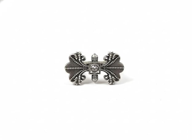 Param Sundari Mirza Silver Look-Alike Finger Ring with Artificial Stones | Adjustable Ethnic Statement Ring for Women & Girls