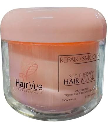 HairVue Professionals Silk Therapy Hair Mask, Repair and Smooth, with Organic Oils and Botanical Extracts, 250g