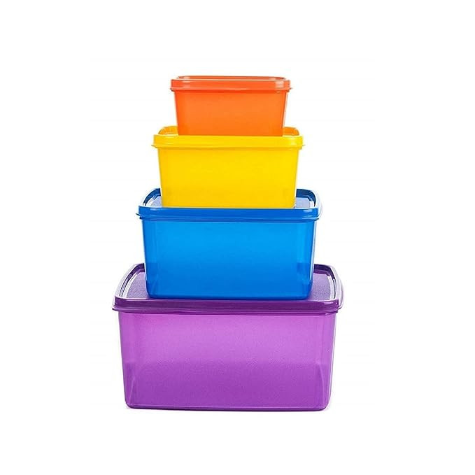 Signoraware Family Fresh Tab BPA Free Plastic Containers Set | Microwave & Freezer safe | Airtight & Leakproof | Best for Kitchen & Outdoor Use (MultiColour | Setof4 | 2.5Ltr +1.2Ltr +500ml +160ml)
