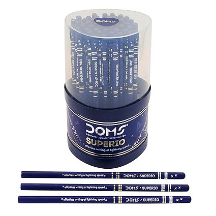 Doms Superio Non-Toxic Super Dark Graphite Pencils | Tumbler Pack | Effortless Writing | Ideal For Sketching & Drawing | Pack of 50 Pencils