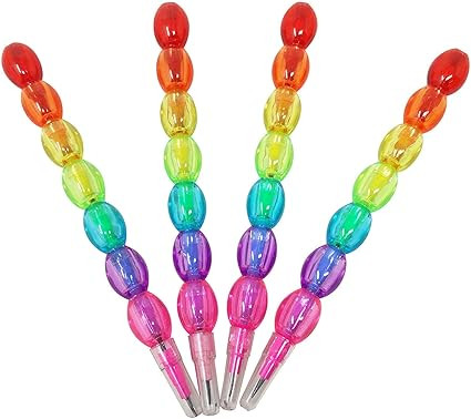 Pearls Moti Design Non-Sharpening Stacking Pencil for Kids, Birthday Party Return Gifts (Multicolor, Set of 4)