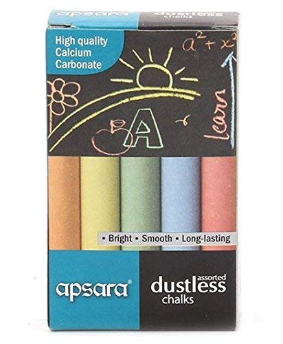 Apsara Colour Chalk Sticks – Dust-Control Smooth Writing Chalk for Blackboards & Classroom Use | Non-Toxic, Break-Resistant, Clear Visibility for Schools, Teachers & Home Learning | Pack of 10
