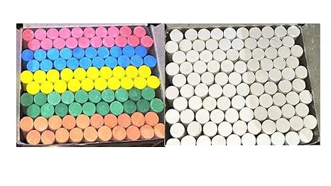 White Dustfree Chalks(100) And Colour Dustfree Chalks(100) For Black Boards Easily Working | Smooth Writing & Easy to Use | Suitable for Schools, Offices & Classrooms