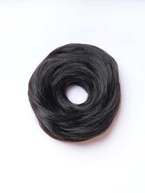 Nish Hair Natural Black Donut Scrunchie (Regular) – 100% Human Hair bun