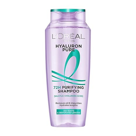 L’Oréal Paris Hyaluron Pure 72H Purifying Shampoo, For oily scalp & dry hair with salicylic and hyaluronic acid, 200 ml