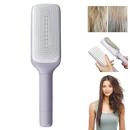 VIVENZA New Self-Cleaning Anti-Static Massage Comb – 4-in-1 Detangling Hairbrush for Adults & Kids – Effortless Self-Cleaning Hairdressing Brush for Smooth, Tangle-Free Hair – Durable & Easy to Use