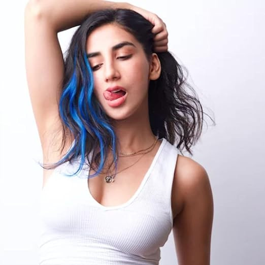 Nish Hair Strandout Coloured Clip-In Hair – Set of 2 (Electric Blue, 16 Inch) – 100% Human Hair Extensions