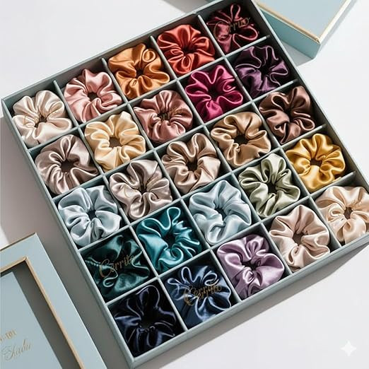 Classic Satin Silk Scrunchies For Women And Girls Set Of 12 Scrunchie for Less Hair fall Hairbands Rubber Band Scrunchies For Girls Best Gift For Mom, Sister And Girlfriend, Multi
