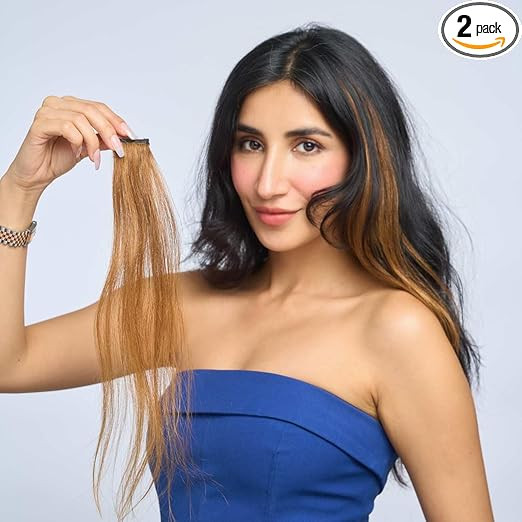 Nish Hair Caramel Highlights - Set of 2-14 Inch – 100% Human Hai & Easy to Wear