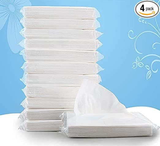 Facial Tissues, Tissue Refill, Disposable Facial Tissues, Face Towel, Tissues Travel Size Pack of 4, 400 Pullls, 800 Sheets