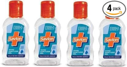 Savlon hand sanitizer gel just one drop kills 99.99% (4 * 55ml) germs Hand Sanitizer Bottle (4 x 55 ml)