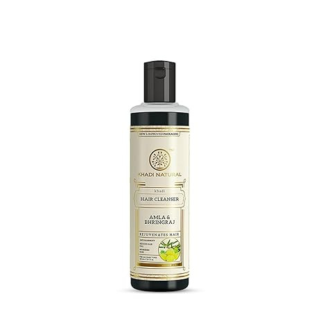 Khadi Natural Amla & Bhringraj Hair Cleanser | Herbal Shampoo for Hair Cleansing & Scalp Care | Helps Maintain Hair Strength, Shine & Texture | Gentle Daily Hair Care Formula | Suitable for All Hair Types | 210ml