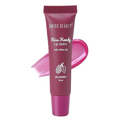 Swiss Beauty Kiss Kandy Tinted Lip Balm | Moisturising Non-Sticky Formula with Olive Oil & Vitamin E | Soft, Smooth & Hydrated Lips All Day | Mulberry, 10ml