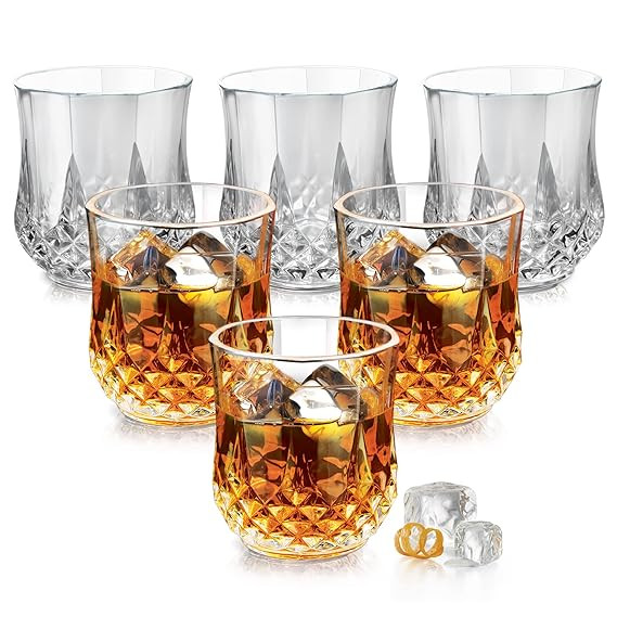 Treo By Milton Crystal Cool Glass Tumbler Set of 6, 290 ml Each, Transparent | Dishwasher Safe| Serve Whiskey | Wine | Juices | Cold Drinks | Water | Cocktails | Mixed Drinks
