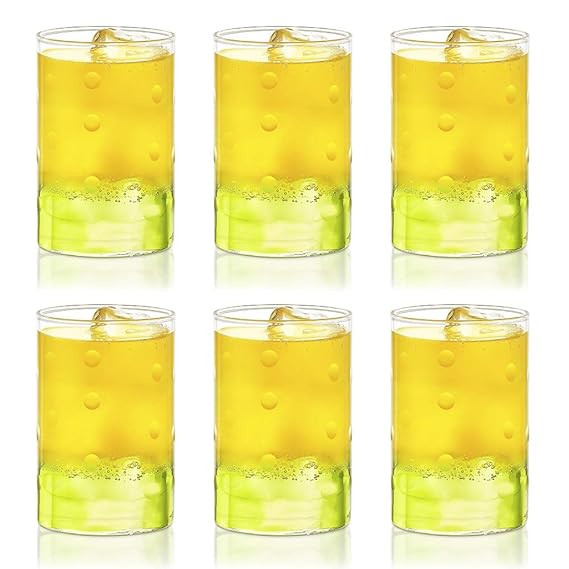 Borosil 295ml 6pc Transparent Drinking Glass | Borosilicate Glass Tumblers for Water, Cold Drinks, Juice | Flame Proof, Microwave & Dishwasher Safe | for Daily use & Gifting (Medallions)