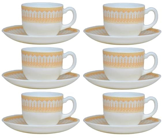 Cello Oplaware Divine Emperor Cup and Saucers Set, 160 ml, (6 Saucers, 6 Cups)
