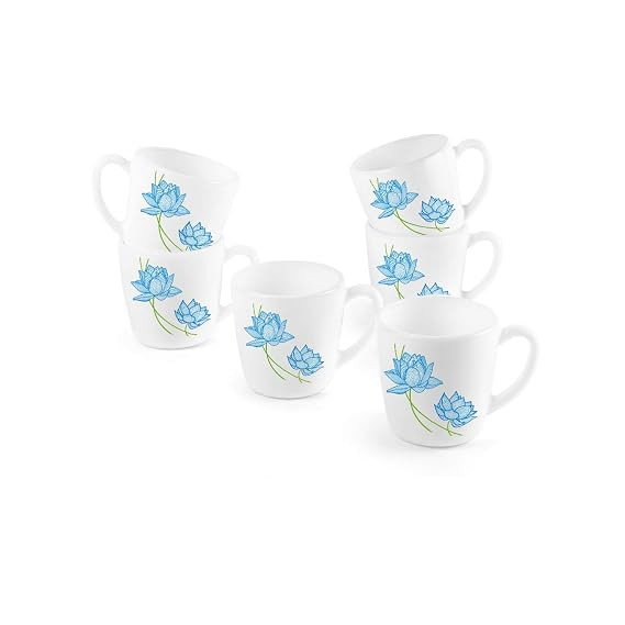 CELLO Ricca Mug 6 Pcs Set | Cups for Tea,Coffee,Espressoc| Thermal Resistant | Light Weight | Ideal Gifting Option | Neelkamal | 100ml