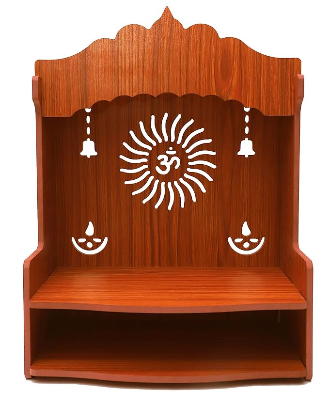 Beautiful MDF Wooden Temple/Pooja Mandir for Home and Office/Wall Mounted Temple/Puja Stand (8 MM Plywood Thickness) (WDN OMBELL)