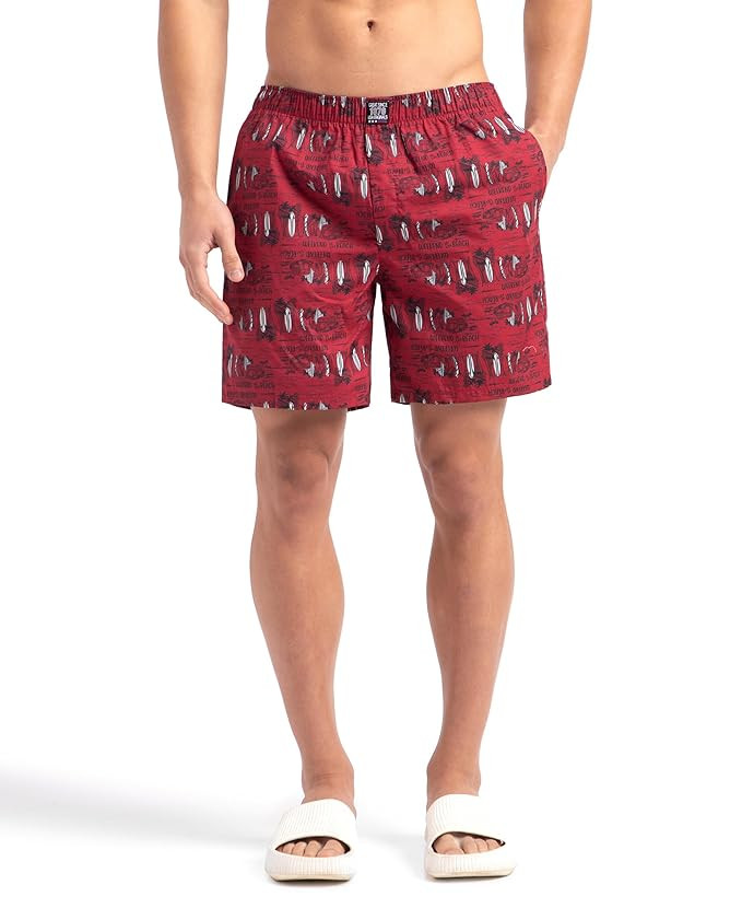 Jockey US57 Men's Super Combed Mercerized Cotton Woven Printed Boxer Shorts with Side Pocket (Prints May Vary)
