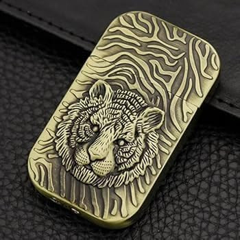 Tiger Print Jet Flame Lighter Metal Finish Lighter for Smoking and Camping Cigarette Lighter with Red Flame