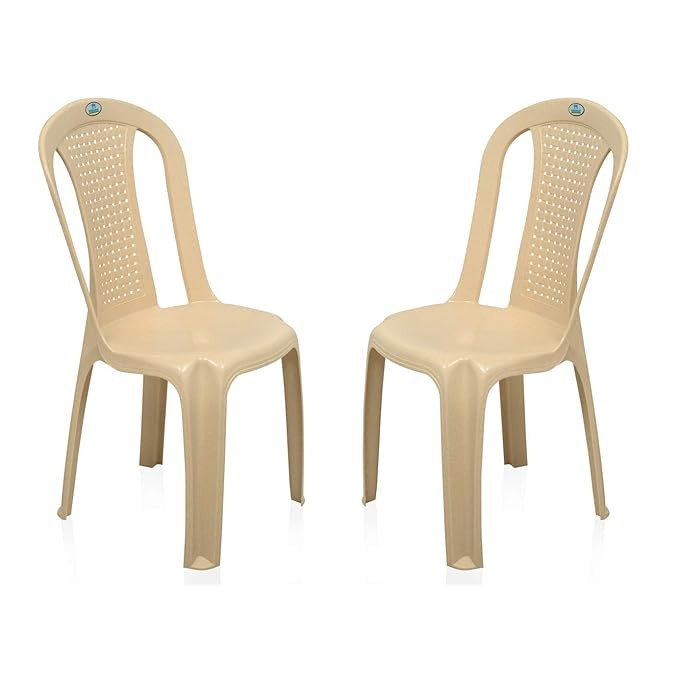 Nilkamal Plastic Chair for Living room |Set of 2 | 3 Year Warranty | For Home, Living Room, Outdoor | Marble Beige Colour | CHR4002