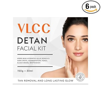 VLCC De-Tan Facial Kit - 180g (150g+30ml) | For Tan Removal | Hydrates, Helps Removes Dark Spots, Pigmentation, Pores, Blackheads & Whiteheads | With SPF 15+ Moisturizer