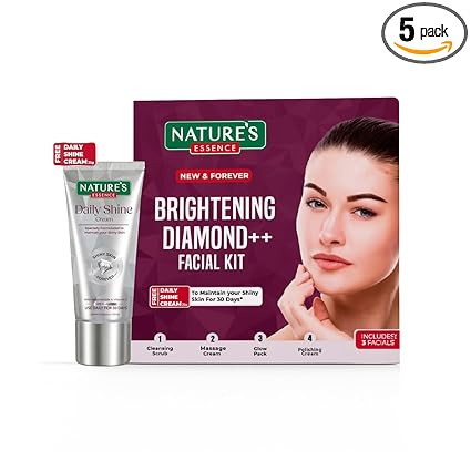 Nature's Essence Brightening Diamond Facial Kit 3 Use, White, 75 gm, Diamond, 5 count
