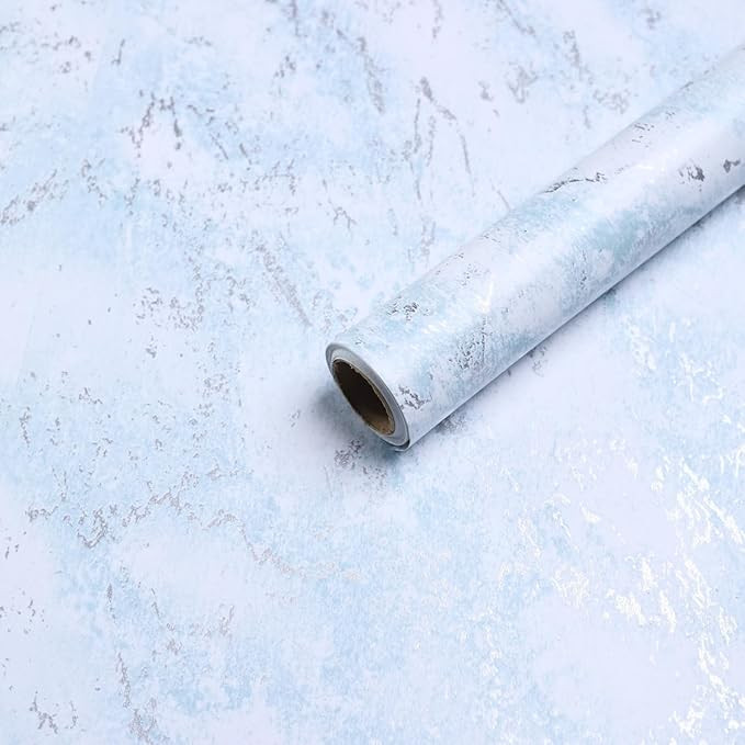Self-Adhesive Natural Marble Pattern Waterproof Wallpaper PVC Vinyl Wall Sticker, Removable Peel & Stick Decorative Sheet for Living Room, Bedroom, Kitchen & Furniture (45 x 304 cm)