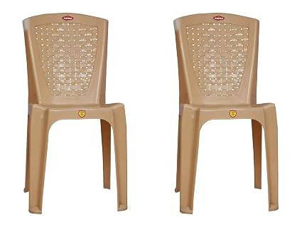 Prima Plastic Chair for Living Room | Set of 2 | Chair for Home, Living Room, Multipurpose | Stackable Chair Without Arm | 100% Virgin Plastic | Chair 4010 (Marble Beige Colour)