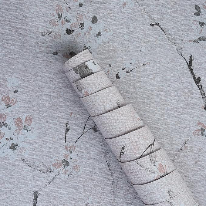 Self-Adhesive Waterproof Floral Wallpaper Removable PVC Vinyl Wall Sticker (45 x 304 cm) for Living Room & Hall Decoration (Peach)