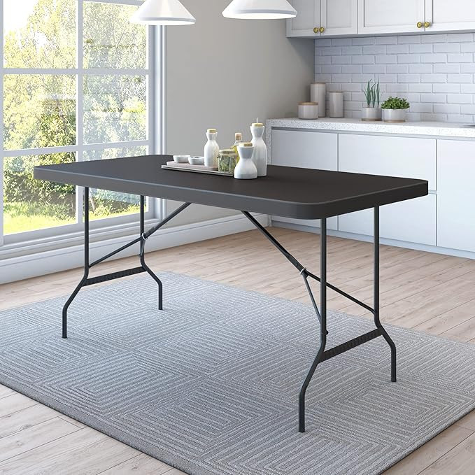 Nilkamal Celebrationz 5 Feet Rectangle Plastic Table with Metal Legs (Brown)