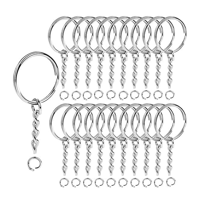 FUSION STAR Pack of 20 Open Jump Ring Metal Split Keychain 1 inch Ring for Craft Key Ring Used for Organize Your Keys, Purse Making Paracord Keychains and Also Used for DIY Crafts, Silver