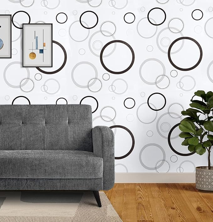 Self Adhesive Wallpaper Waterproof Vinyl Stickers Wooden Door Wardrobe Desktop PVC Wall Papers - 45' x 304'' Cm (Black Fracture)