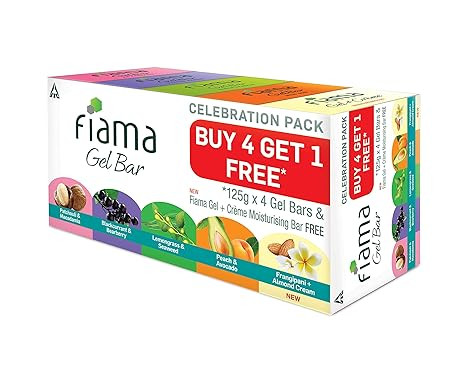 Fiama Gel Bar, 125g (Pack of 4) with 1 Multi-Variant