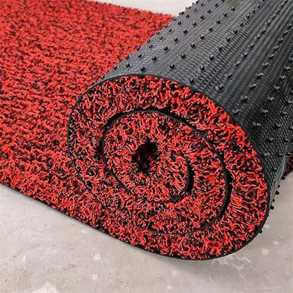 PVC Cushion Floor Mat - Durable, Waterproof Door Mat for Main Door Entrance, Anti-Skid Outdoor Mat for Home & Office, Ideal for All-Weather Use [Size 2x3 Feet, Color Red Black]