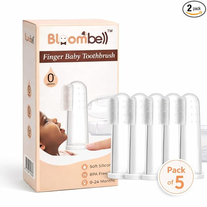 Baby Silicone Finger Toothbrush | BPA-Free Soft Gum Cleaner & Teething Massage Brush for Newborns, Infants & Toddlers | Gentle Oral Care.(Pack of 5)