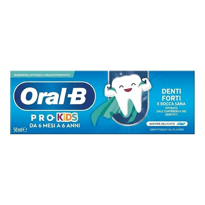 Oral-B Pro Kids Fluoride Toothpaste for Babies & Kids (6 Months to 6 Years), Gentle Mild Flavor, Cavity Protection & Strong Teeth, Dentist Inspired Formula, 50ml