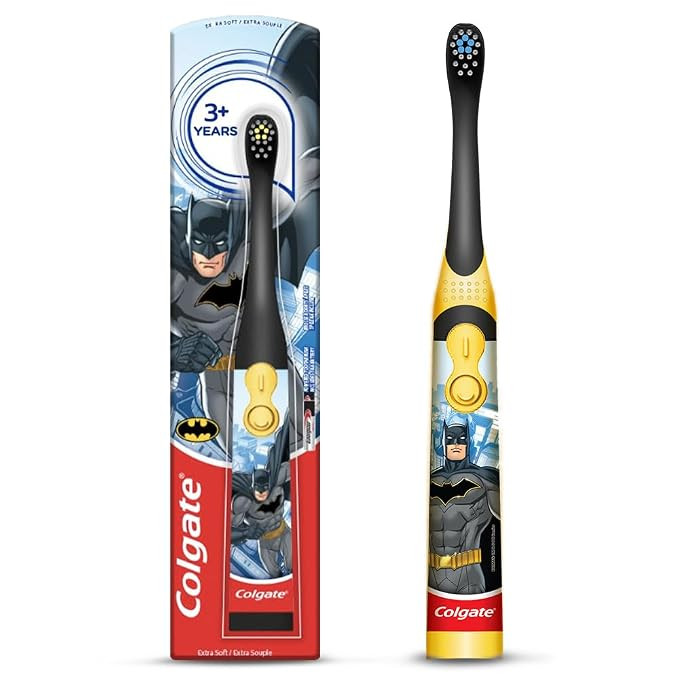 Batman Toothbrush for kids, Battery Powered Electric Toothbrush, Age 3+, Kids toothbrush with Extra Soft Bristles and Slim Handle, Includes Replaceable Batteries