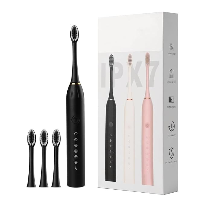 Electric Toothbrush for Adults & Kids | 5 Cleaning Modes | 34000 Strokes/Min | USB Rechargeable | 4 Brush Heads | Waterproof IPX7 | Deep Cleaning Electric Tooth Brush (Multicolor)
