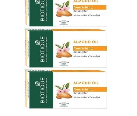 Biotique Almond Oil Nourishing Body Soap, 450g (150g x 3)