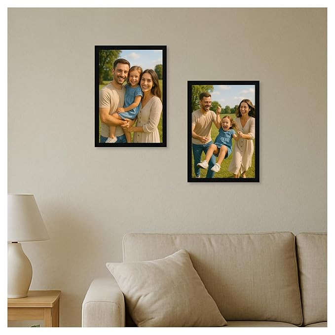 A4 Black Photo Frames (8x12 Inch)– Wall Hanging Certificate & Document Frames| Portrait Picture Frames for Photo, Posters, Artwork & Print| Modern Gallery Wall Decor for Home & Office(Set of 2)