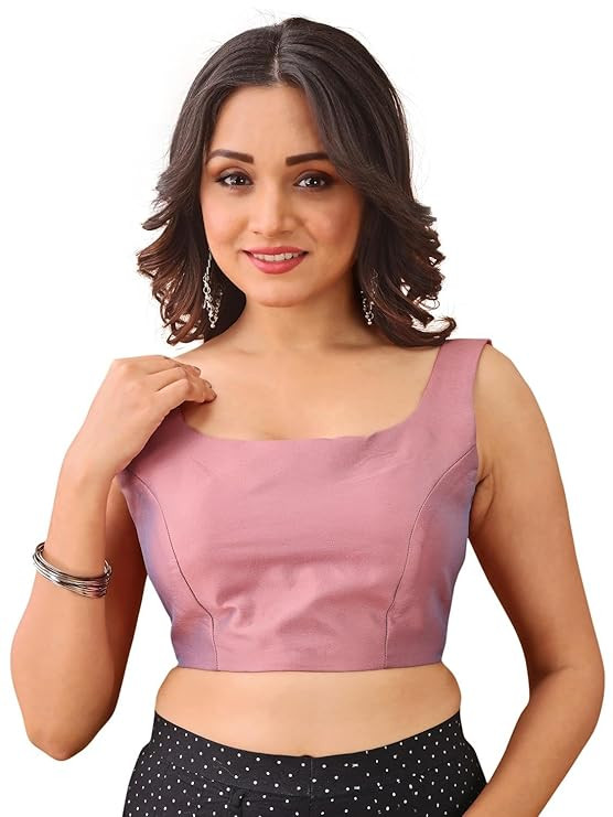Two Tone Pink Taffeta Sleeveless Readymade Saree Blouse for Women Stylish ll Blouse for Women