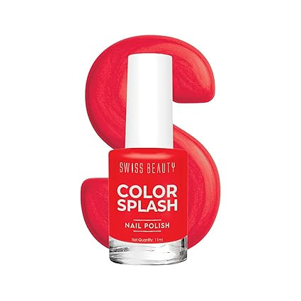 Swiss Beauty Color Splash Nail Polish - Long-Lasting, Glossy - 11 ML, Ruby Blaze