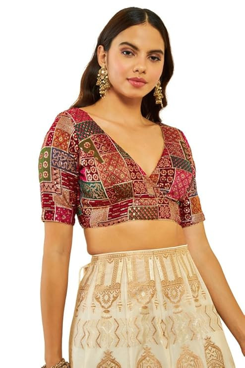 Silk Women's Solid Regular Fit Half Sleeve Blouse