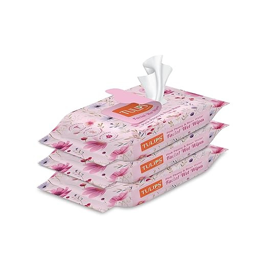 Facial Wet Wipes (Pack 3, Pink Peony & Rose Water)